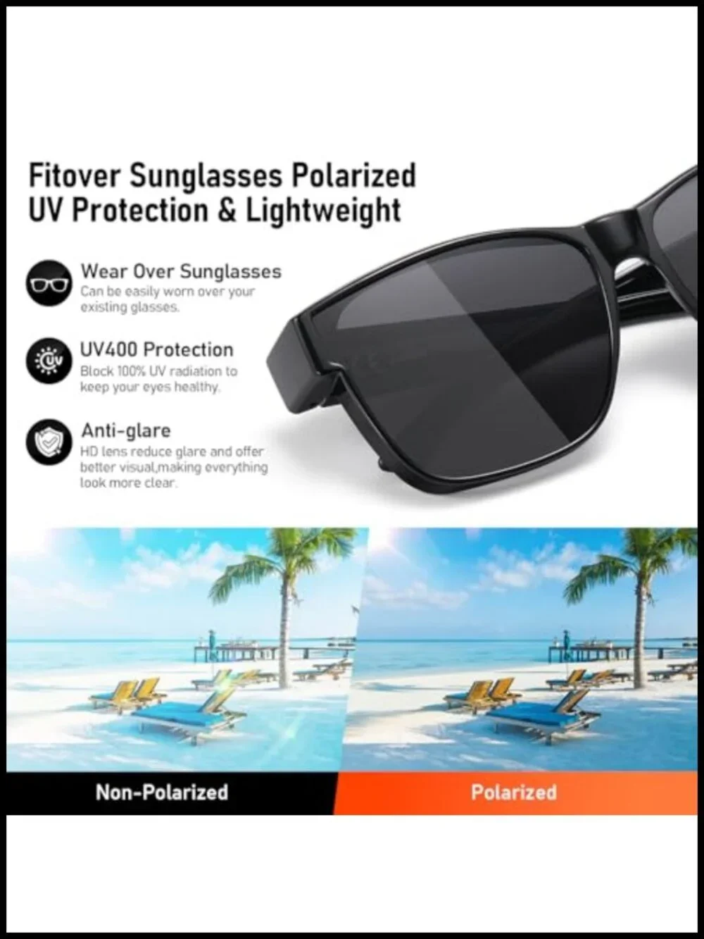 Polarized Sunglasses Fit Over Glasses TR90 Frame UV400 Protection
